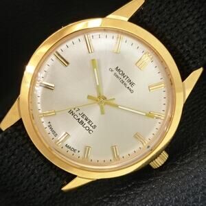 Vintage 1977 Montine Of Switzerland  Manual Mens Gold Watch W/Nato Strap